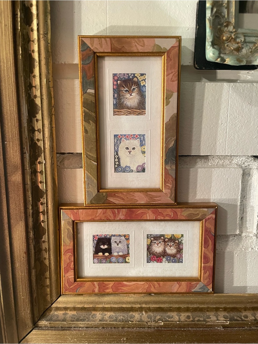 Set of 2 Original Watercolor by Sharon Jervis- England Framed Cat Art Prints